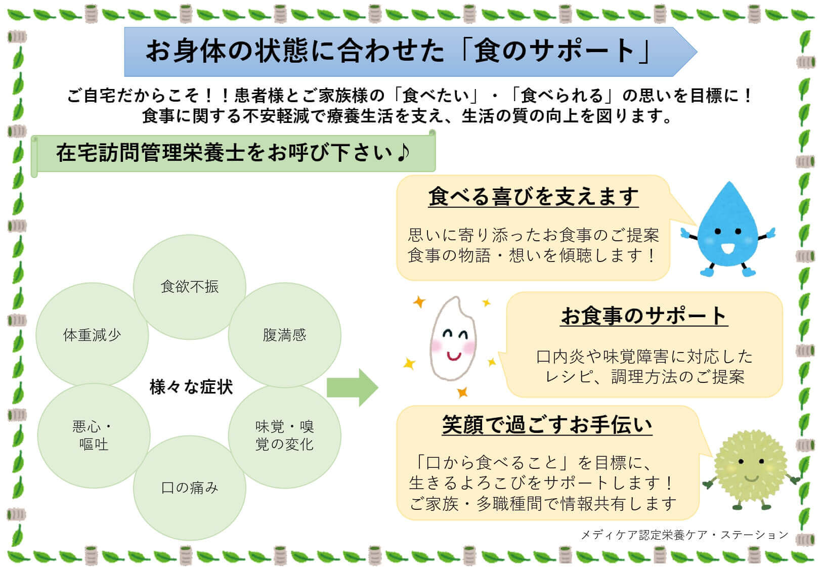 お身体の状態に合わせた「食のサポート」